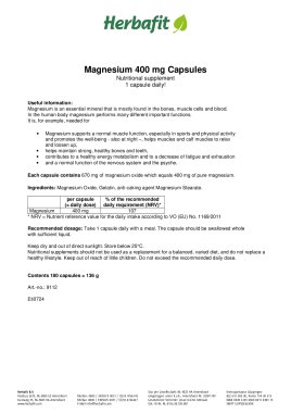 Magnesium 400 mg Capsules 138 g