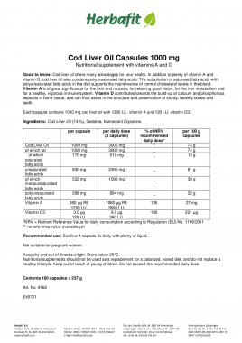 Cod Liver Oil Capsules 1000 mg 245 g
