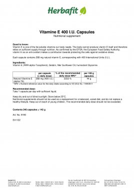 Vitamin E 400 I.U. Capsules 143 g