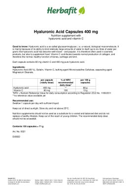 Hyaluronic Acid Capsules 400 mg 55 g