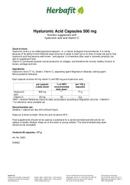 Hyaluronic Acid Capsules 500 mg 61 g