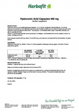 Combi-pack: Hyaluronic Acid Capsules 400 mg + Hyaluronic Acid Nourishment Fluid