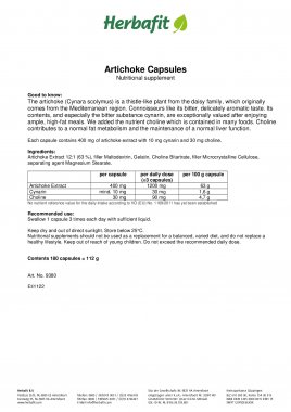 Artichoke Capsules 180 capsules